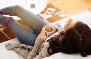 Woman Concerned About Her Vision Drinking Tea Because it is One of the Best Foods for Eye Health | Vitacost.com/blog