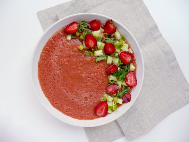 Easy Gazpacho Recipe: Strawberry-Cucumber Homemade Strawberry-Cucumber Gazpacho | Vitacost.com/Blog