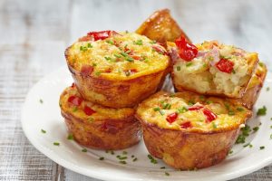Egg Muffins with Red Pepper & Ham on Plate | Vitacost.com/blog