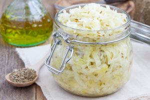 Homemade Sauerkraut with Caraway Seeds & Thyme in Glass Jar | Vitacost.com/Blog