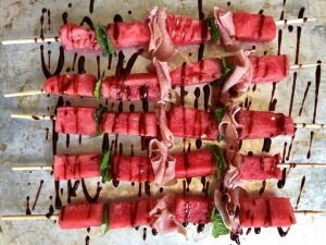 Prosciutto & Watermelon on Skewers with Balsamic Glaze | Vitacost Blog