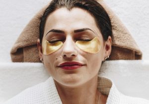 Woman Relaxing with Gel Eye Mask to Soothe Under Eyes | Vitacost.com/Blog