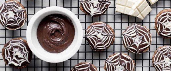 Halloween Cookies: Pecan Spider Web Cookies Halloween Cookies Made of Pecans & Spelt with Spider Web Icing