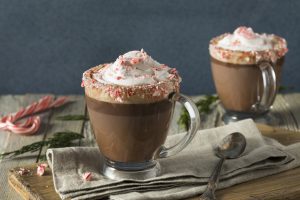 Homemade Collagen-Infused Coffee Topped with Whipped Cream and Crushed Candy Cane | Vitacost.com/Blog