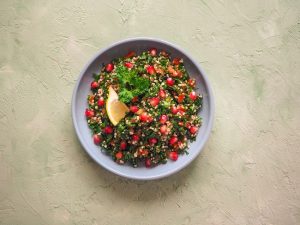 Quinoa Salad with Kale, Pomegranate and Herbs