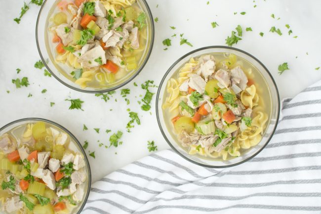 Three Bowls of Chicken Noodle Soup on White | Vitacost Blog