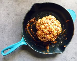 Top View Seasoned Head of Cauliflower on Skillet | Vitacost Blog
