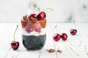 Layered Smoothie Cup With Chia Seeds. Chocolate and Cherries | Vitacost Blog