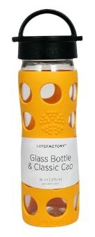 Lifefactory 12 oz Glass Water Bottle with Classic Cap and Silicone Sleeve - Apple Red