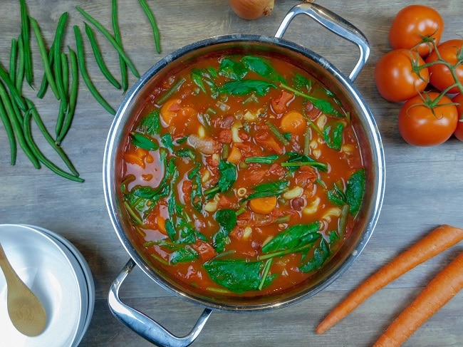 Homemade Vegan Minestrone Soup in Large Pot | Vitacost.com/Blog