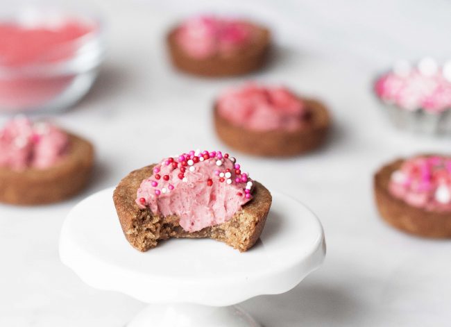 Strawberry Cookie Cups Vanilla Cookie Cup with Strawberry Filling on White Plate | Vitacost.com/blog