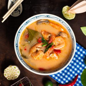 Top View of Creamy Thai Soup with Shrimp | Vitacost Blog