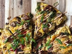 Close Up of Mushroom Frittata on Wood | Vitacost Blog