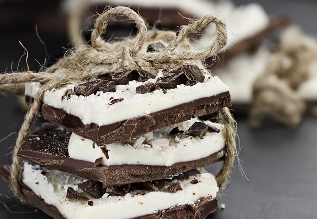 Closeup of Chocolate Bark With White Topping | Vitacost Blog