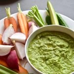 Homemade Spring Pea Basil Hummus with Sliced Veggies | Vitacost.com/Blog