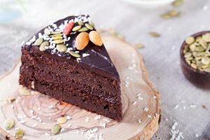 Vegan Chocolate Cake Made with Beets, Topped with Nuts and Seeds | Vitacost.com/blog