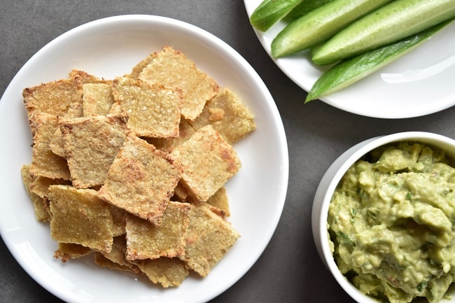 Homemade Cauliflower Crackers with Guacamole | Vitacost.com/Blog