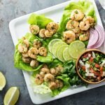 White Plate with Shrimp Lettuce Wraps and Fresh Strawberry Salsa | Vitacost.com/blog