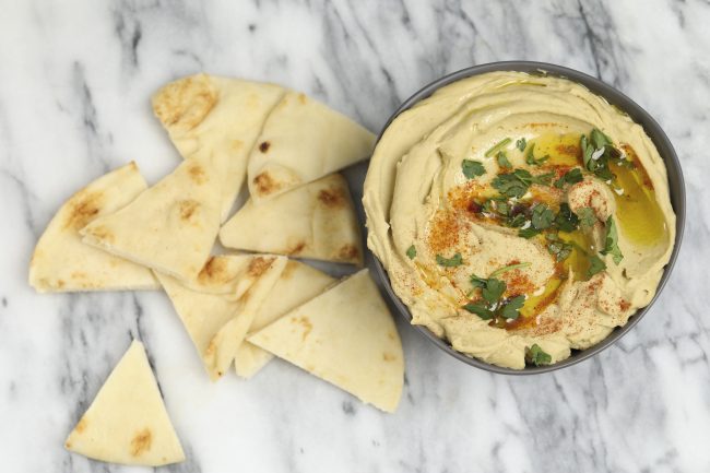 Top View of White Bean Hummus and Pita | Vitacost Blog
