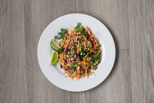 Nut-Free Thai “Peanut” Noodles (Gluten-Free & Vegan) Top View of Peanut-Free Pad Thai | Vitacost Blog