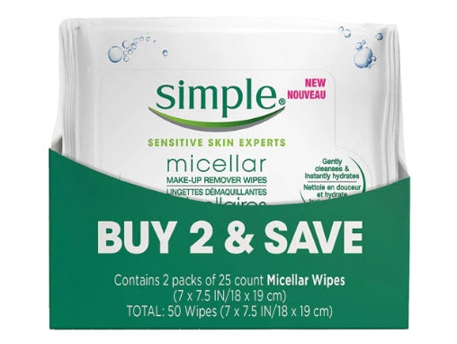 Simple Kind To Skin Micellar Cleansing Wipes | Vitacost.com/blog