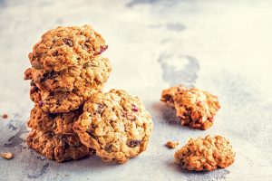 Stack of Oatmeal Lactation Cookies and Crumbs | Vitacost.com/blog