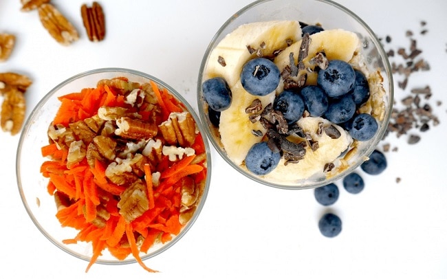 Homemade Carrot Cake Overnight Oats & Blueberry Chocolate Overnight Oats | Vitacost.com/Blog