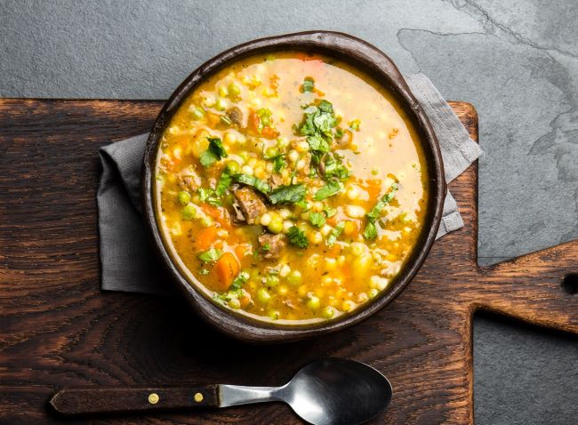 Instant Pot Chilean Beef & Pumpkin Soup in Bowl with Spoon | Vitacost.com/blog