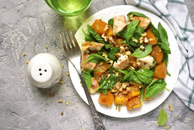 Top View of Spinach, Chicken and Squash Salad | Vitacost Blog