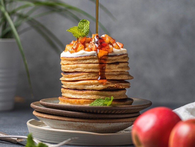Homemade Gluten- & Dairy-Free Maca Pancakes with Cinnamon Apples | Vitacost.com/Blog