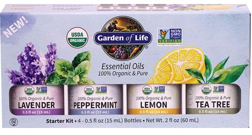 Garden of Life Essential Oils Starter Pack Lavender Peppermint Lemon Tea Tree | Vitacost.com/Blog