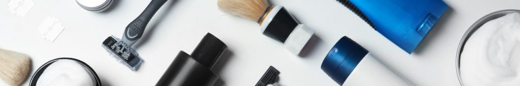 Mens shaving and grooming DIY gifts on white background