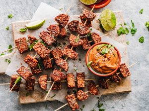 Plant-Based Tempeh Skewers with Dairy-Free Dipping Sauce | Vitacost.com/Blog