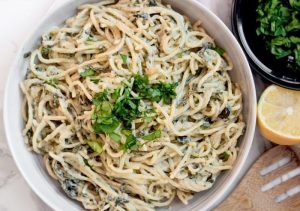 Spinach & Goat Cheese Sauce on Top of Pasta | Vitacost.com/blog