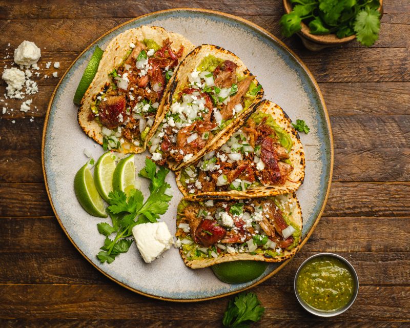 Top View of Carnitas Tacos with Fixings | Vitacost Blog