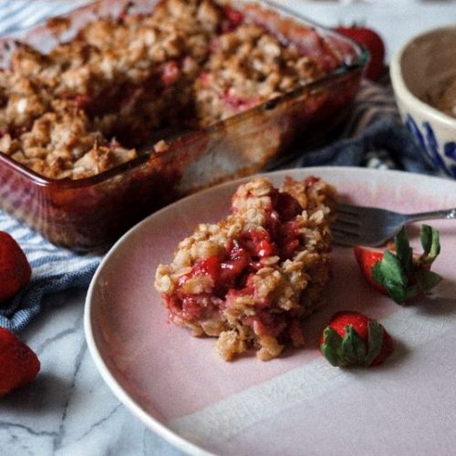 Close Up of Slice of Raspberry Crumble on Plate | Vitacost Blog