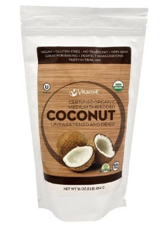 Vitacost Certified Organic Medium Shredded Coconut Unsweetened - Gluten Free and Non-GMO