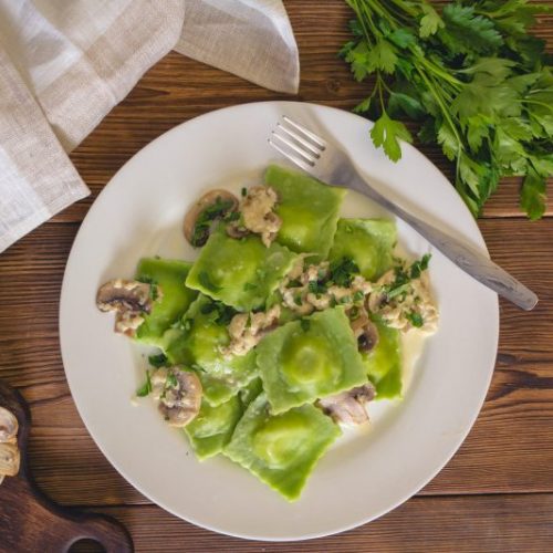 Top View of Green Ravioli on White Plate | Vitacost Blog