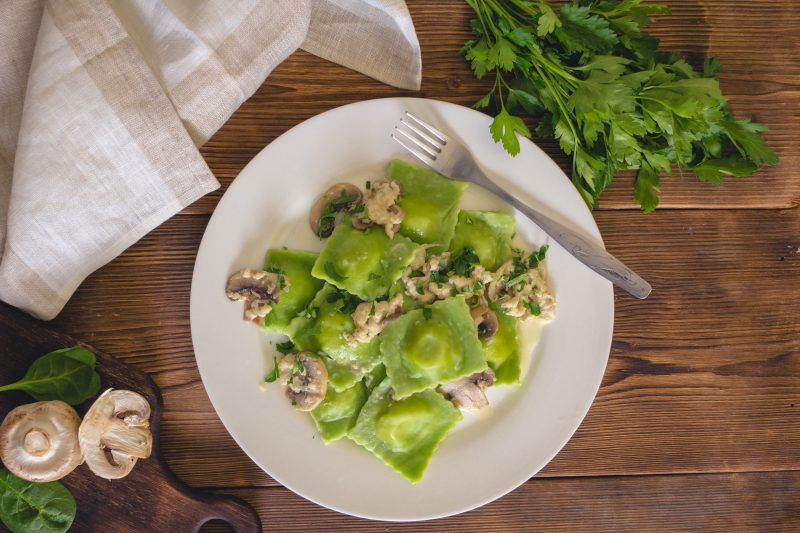 Top View of Green Ravioli on White Plate | Vitacost Blog