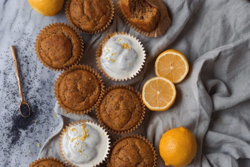 Top View of Poppy Seed Muffins Over Gray Fabric | Vitacost Blog