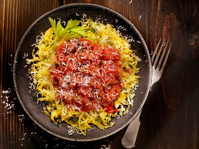 Healthy Homemade Spaghetti Squash with Creamy Tomato Sauce & Parmesan Cheese | Vitacost.com/Blog