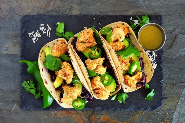 Roasted Cauliflower Tacos with LimeCabbage Slaw