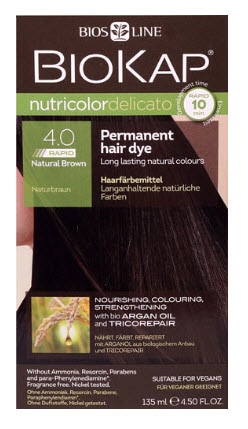 BioKap Nutricolor Delicato Permanent Hair Dye 4.0 Natural Brown | Vitacost.com/blog