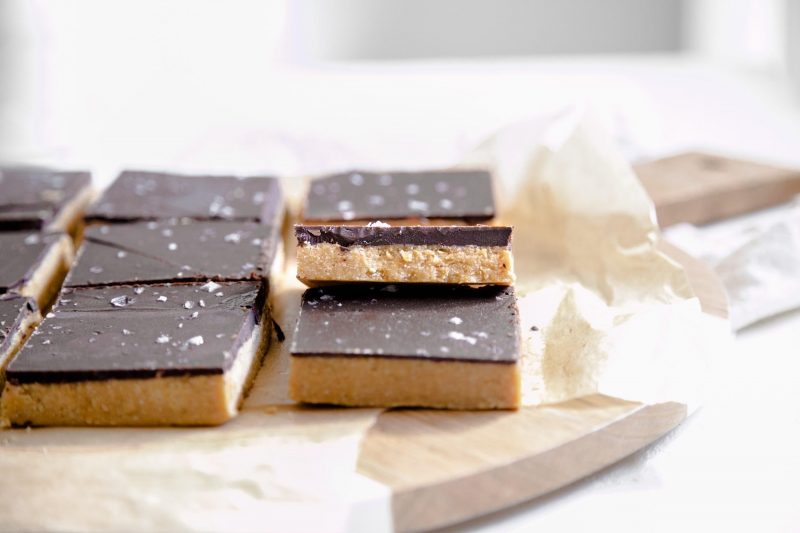 Bars of Caramel Topped With Chocolate Layer and Salt | Vitacost Blog