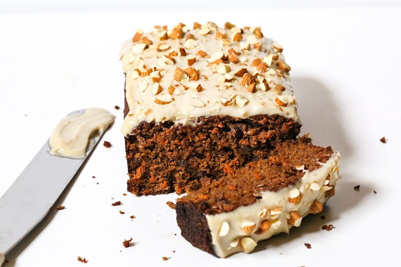Paleo Carrot Cake Bread with Cashew Cream Frosting