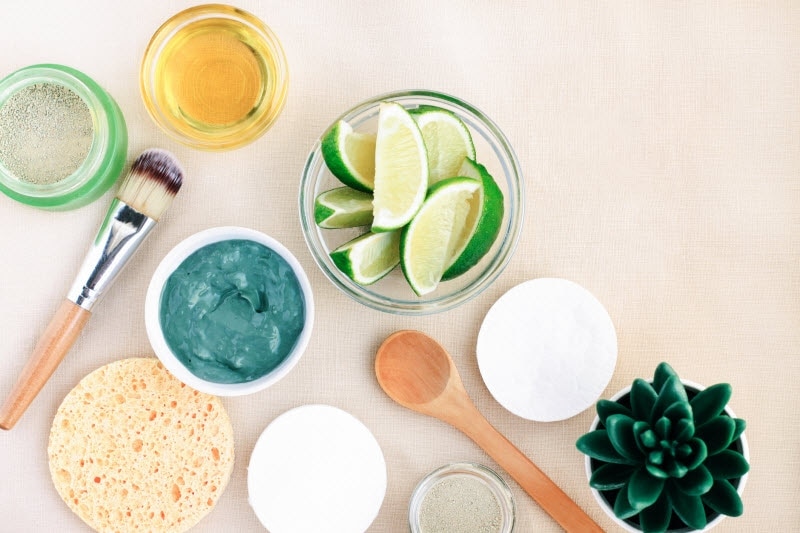 Overhead View of Clay, Limes and DIY ingredients to Represent What is Bentonite Clay | Vitacost.com/blog