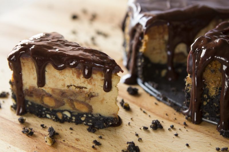 Slice of Peanut Butter Cheesecake With Dripping Chocolate Topping | Vitacost Blog
