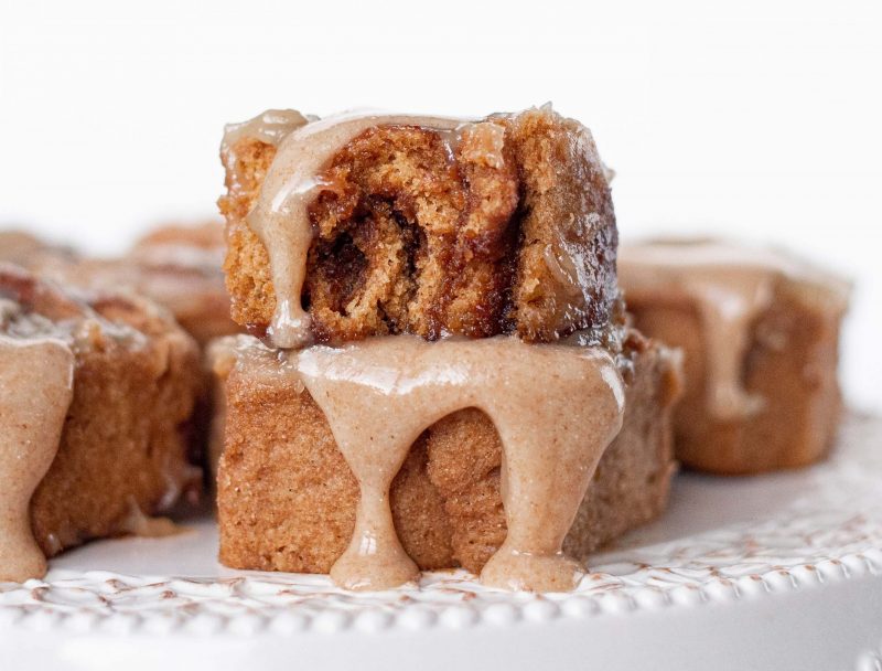 Close Up of Sweet Potato Cinnamon Rolls with Dripping Frosting | Vitacost Blog