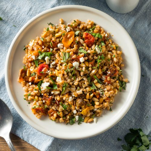Top View Farro Bowl with Tomatoes | Vitacost Blog