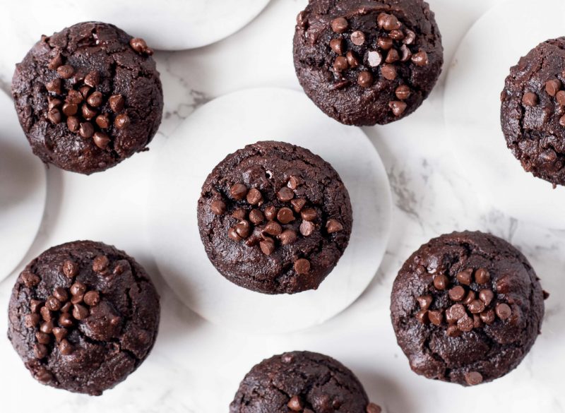 Top View Gluten-Free Dark Chocolate Muffins with Chocolate Chips | Vitacost Blog